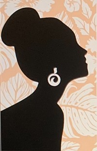 This beautiful silhouette of a woman is wearing one of my earrings. The earrings are called The endless ocean wave.