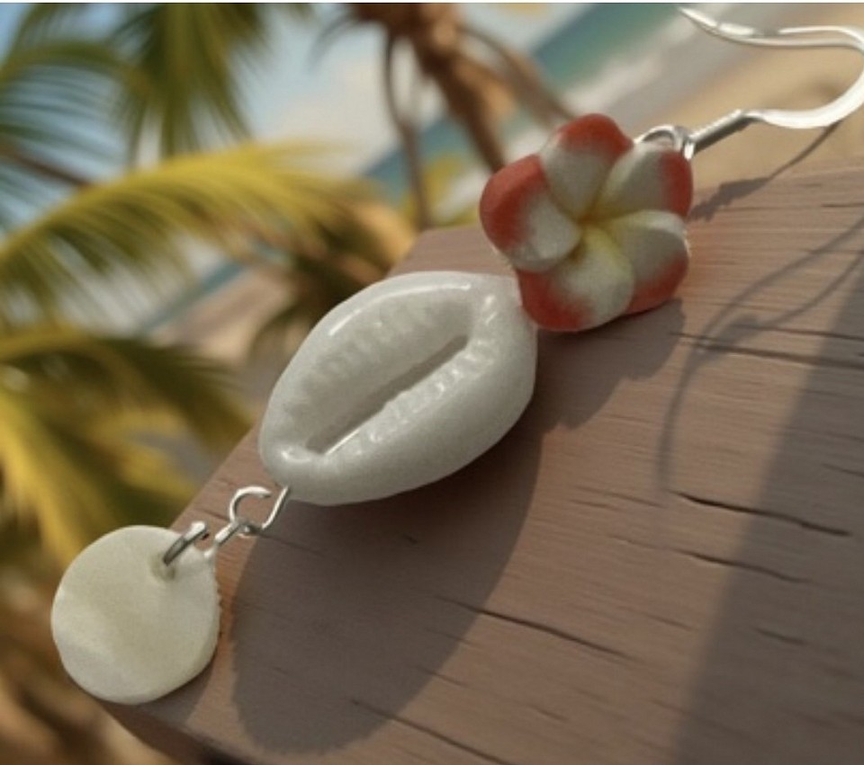 These are my plumeria/seashell earrings $16